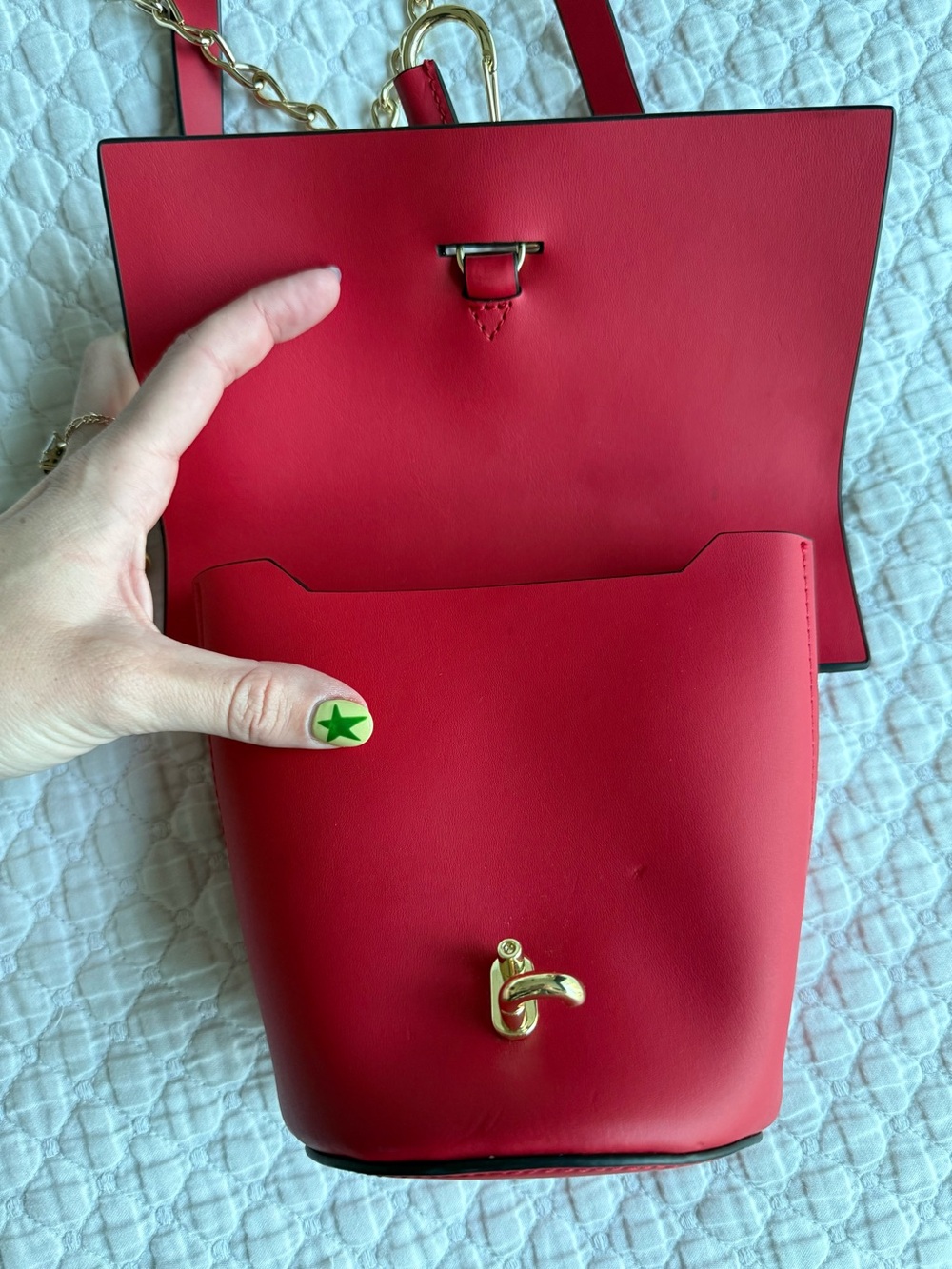 Zac Posen Red Leather Crossbody Bag with Gold Hardware - Picture 5 of 6